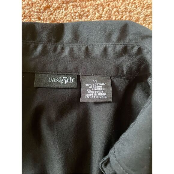 East 5th Top Womens Black Stretch Mock Wrap Self Tie Bow Size  14 Zip Rhinestone - Picture 4 of 10